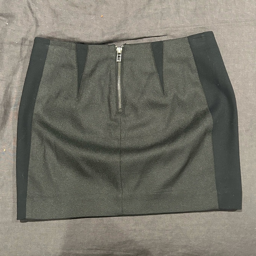 Armani Exchange Simple Black, Grey Mini Pencil Skirt with Quarter Zipper Size S